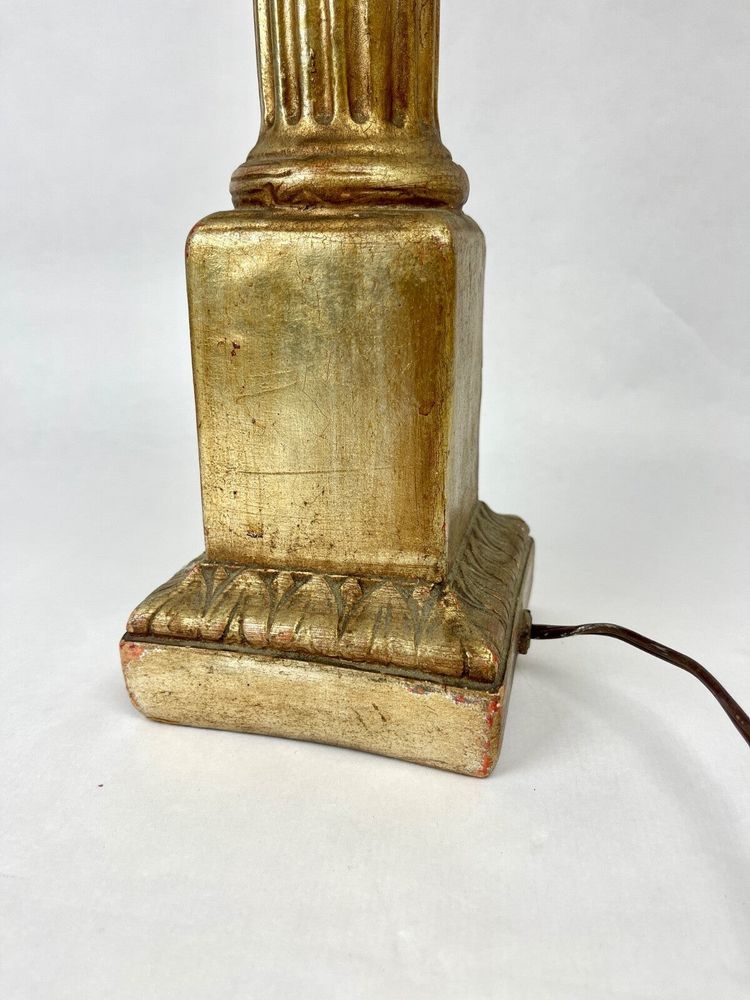 Large Ceramic Lamp Base with a Gilded Wood Finish