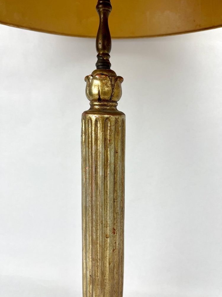 Large Ceramic Lamp Base with a Gilded Wood Finish