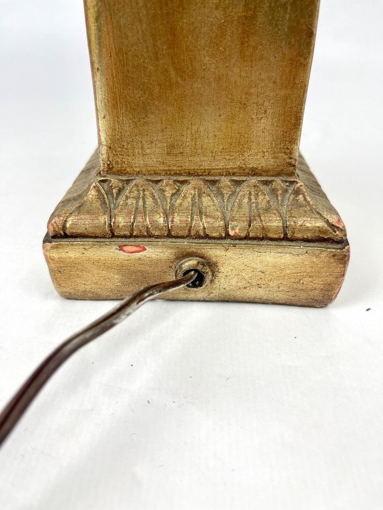 Large Ceramic Lamp Base with a Gilded Wood Finish