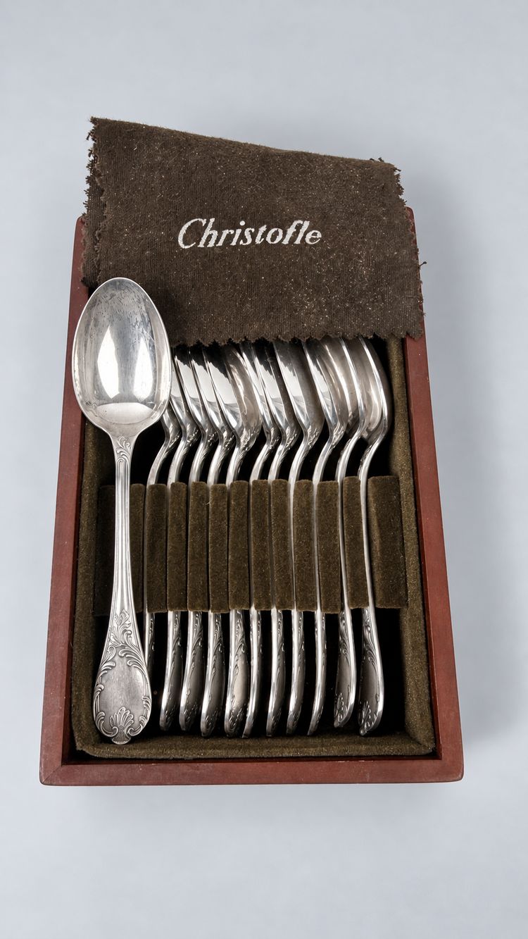 Christofle Marly – 12 silver-plated teaspoons with a gift box