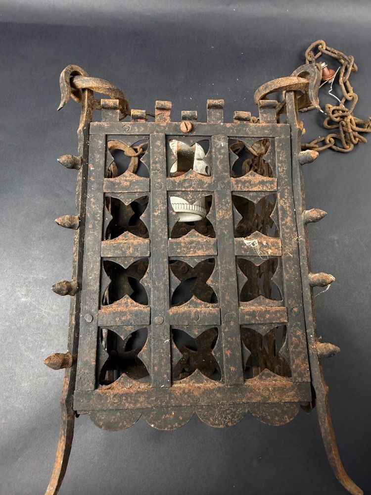 Antique small wrought-iron lantern