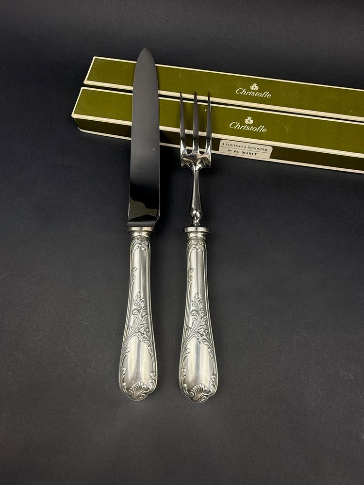 Christofle, silver-plated carving set, Marly model