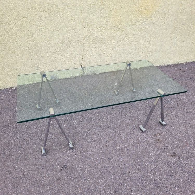 Glass and metal coffee table, 1970s