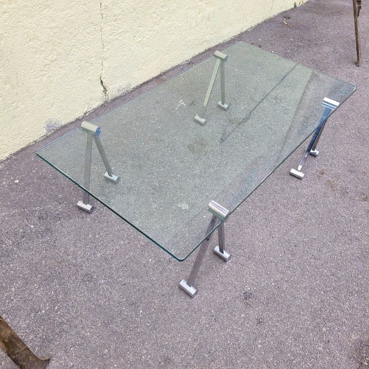 Glass and metal coffee table, 1970s