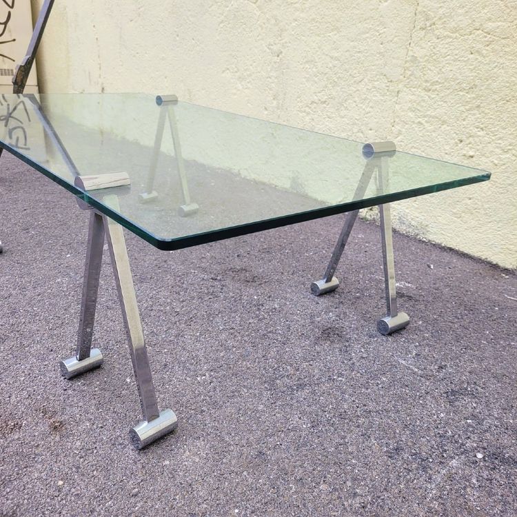 Glass and metal coffee table, 1970s