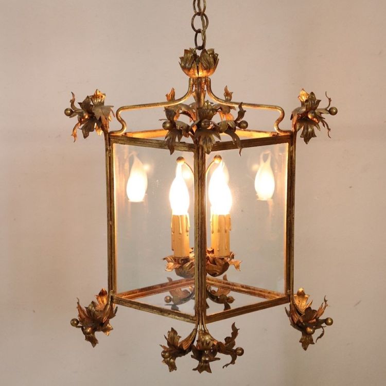 Lantern in Gilded Metal, Italy Early 20th Century