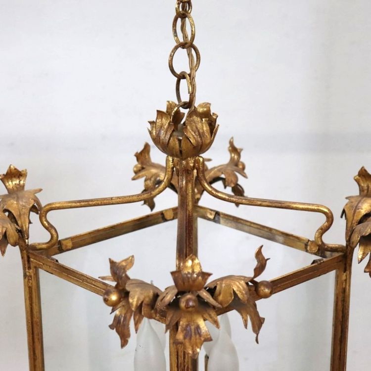 Lantern in Gilded Metal, Italy Early 20th Century
