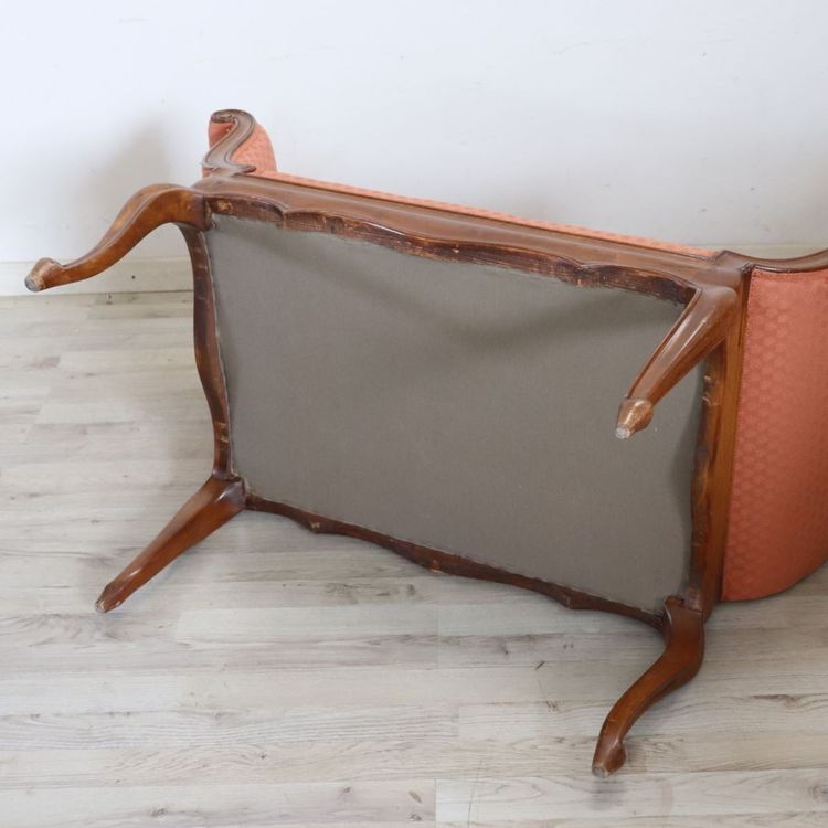 Small Walnut Sofa, Italy, Early 20th Century