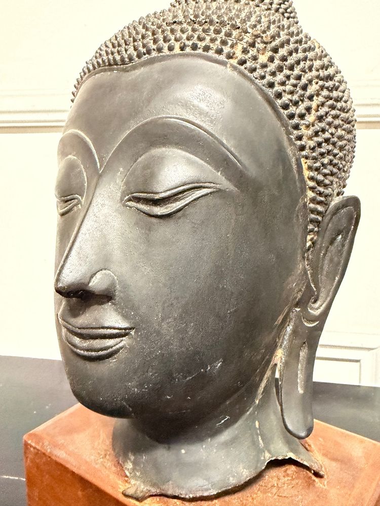 THAI BRONZE BUDDHA HEAD, AYUTTHAYA, 20TH CENTURY
