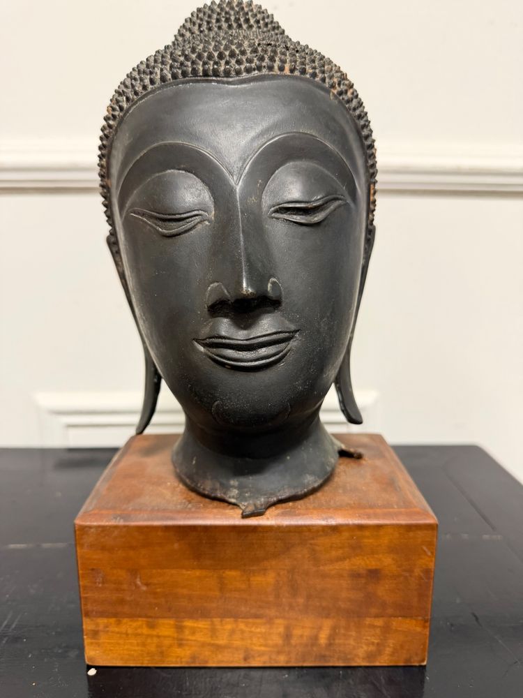 THAI BRONZE BUDDHA HEAD, AYUTTHAYA, 20TH CENTURY