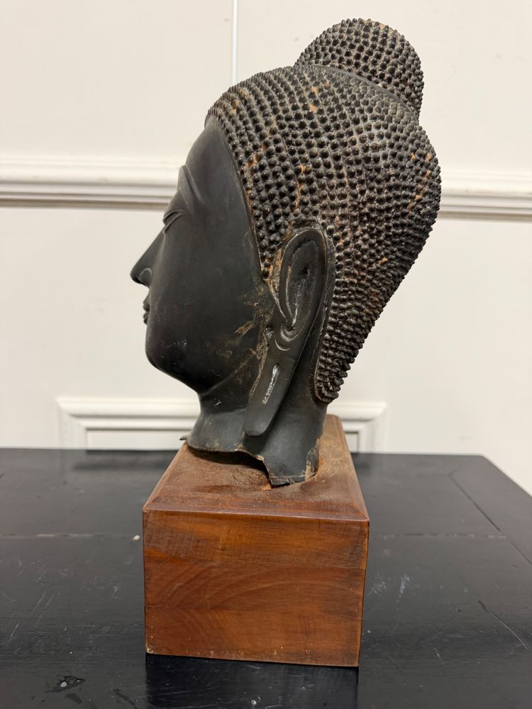 THAI BRONZE BUDDHA HEAD, AYUTTHAYA, 20TH CENTURY