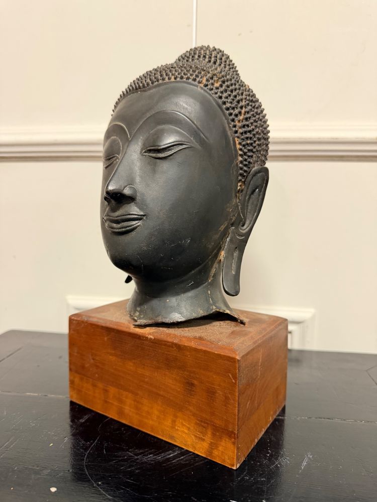 THAI BRONZE BUDDHA HEAD, AYUTTHAYA, 20TH CENTURY