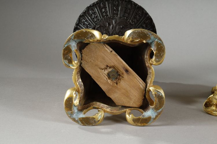 PAIR OF GILT AND PATINATED BRONZE CUPS, 19TH CENTURY