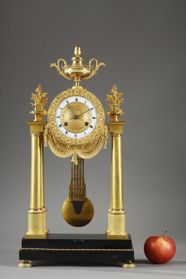 CHARLES X PORTICO CLOCK WITH RING DIAL