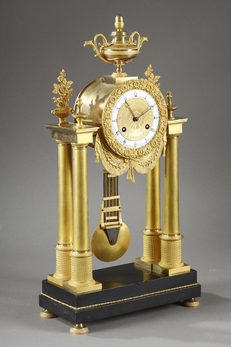 CHARLES X PORTICO CLOCK WITH RING DIAL