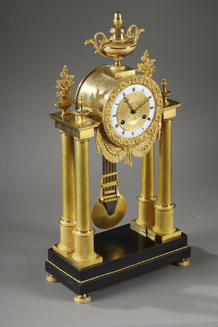 CHARLES X PORTICO CLOCK WITH RING DIAL