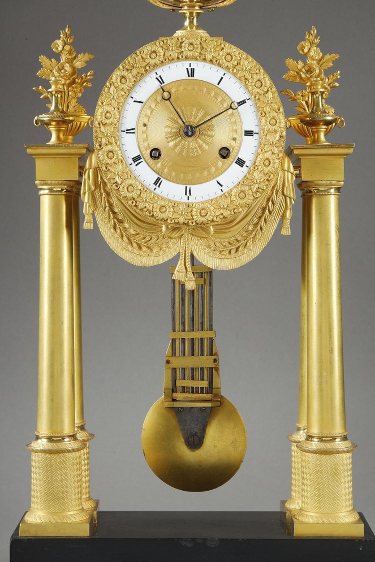 CHARLES X PORTICO CLOCK WITH RING DIAL