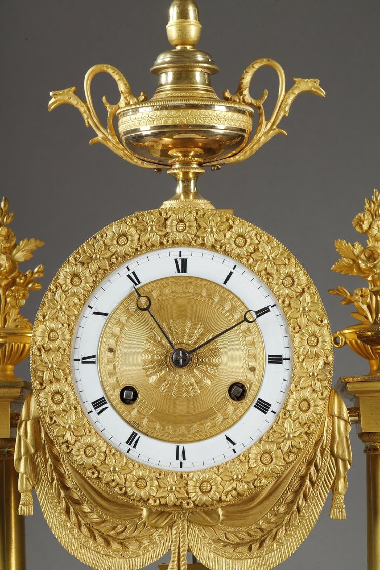 CHARLES X PORTICO CLOCK WITH RING DIAL