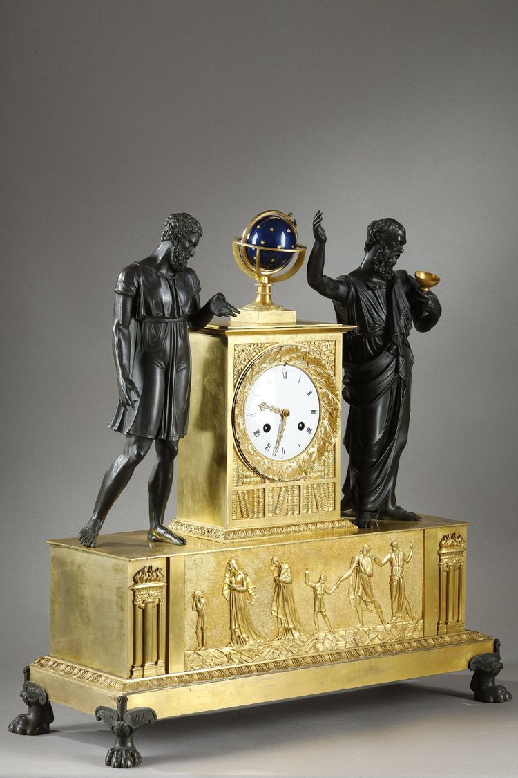 LARGE MANTEL CLOCK SOCRATES DRINKING HEMLOCK