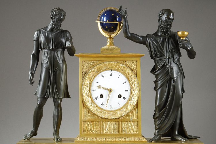 LARGE MANTEL CLOCK SOCRATES DRINKING HEMLOCK