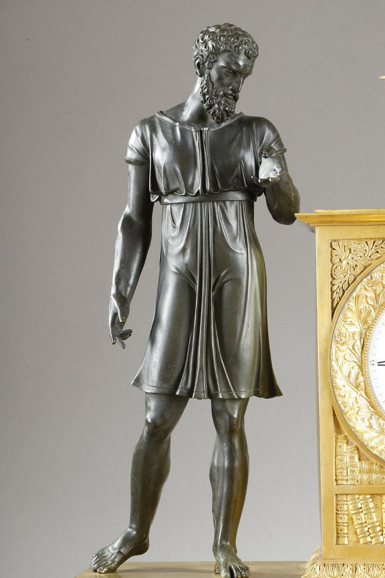 LARGE MANTEL CLOCK SOCRATES DRINKING HEMLOCK