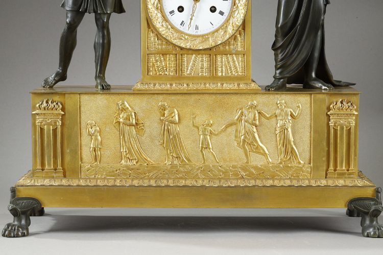 LARGE MANTEL CLOCK SOCRATES DRINKING HEMLOCK