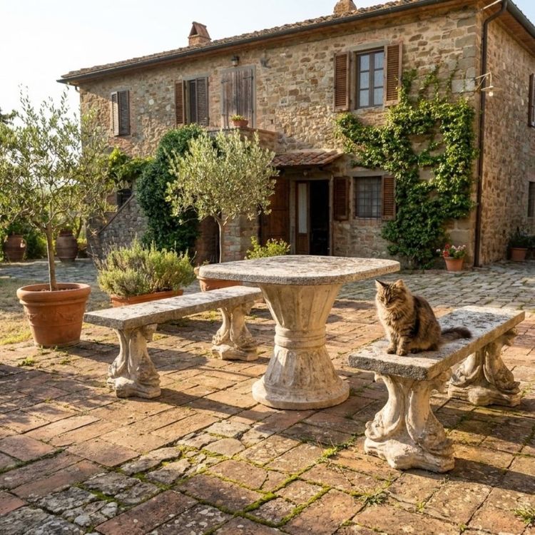 Garten-Set mit Tisch und zwei Bänken