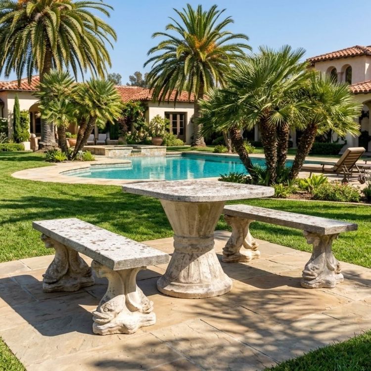 Garten-Set mit Tisch und zwei Bänken