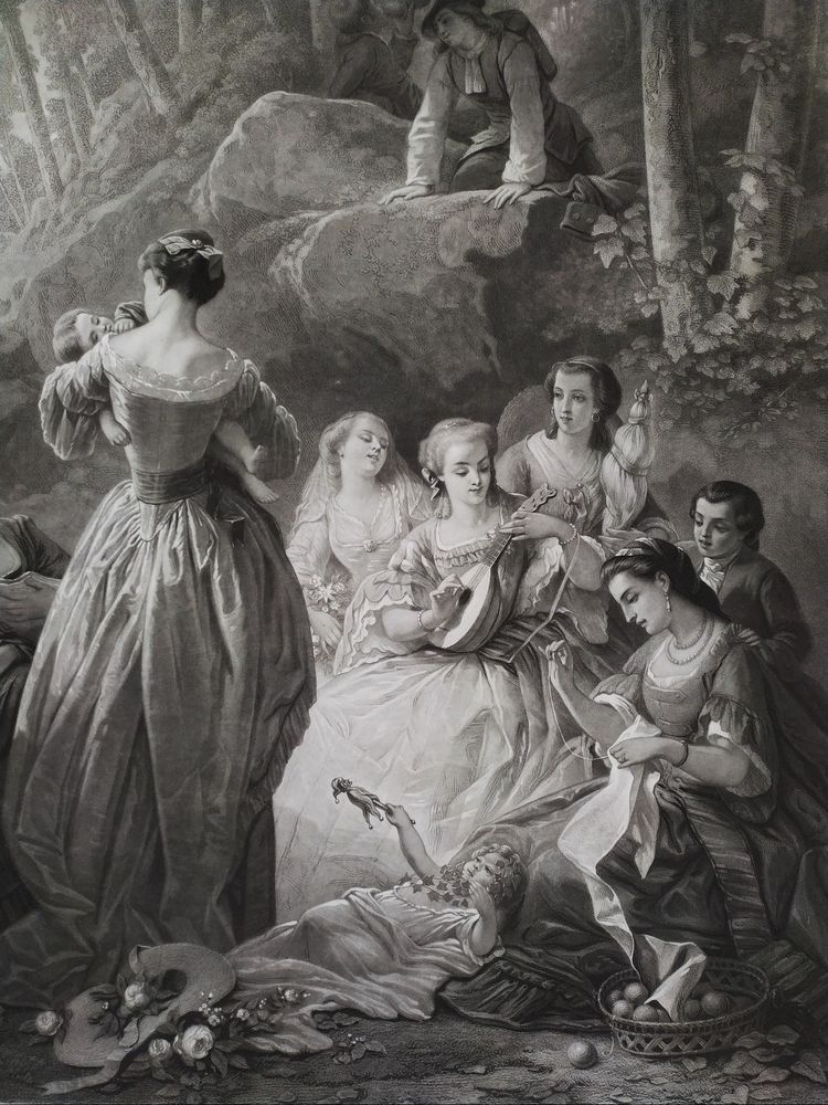 Etching Grétry In Italy Engraving After Faustin Besson, 19th C Old Print