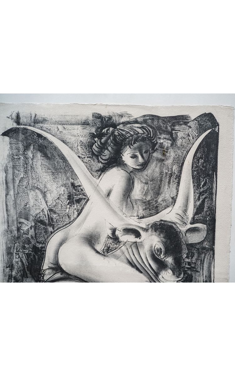 Hans ERNI, Europe and Zeus as a Bull, lithograph