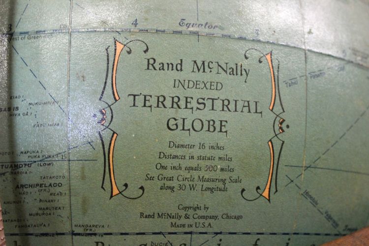 Globe Terrestre de Parquet , Mc Nally USA , XXe