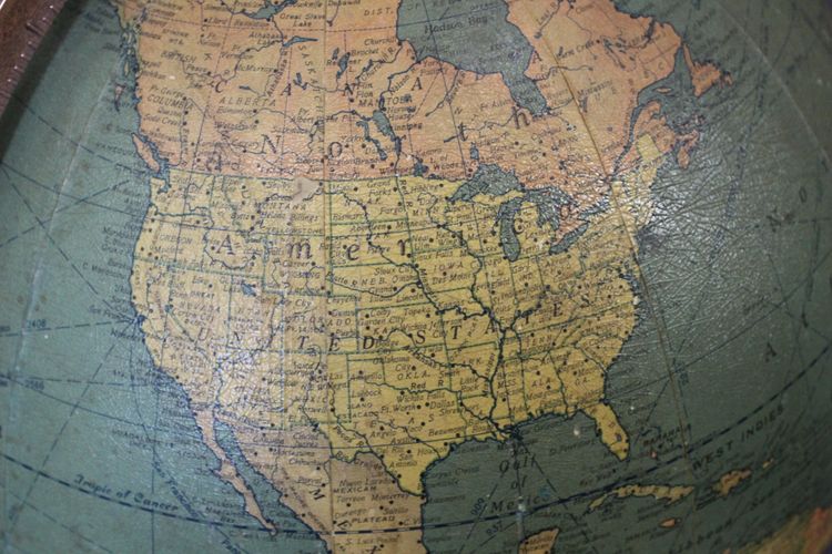 Globe Terrestre de Parquet , Mc Nally USA , XXe