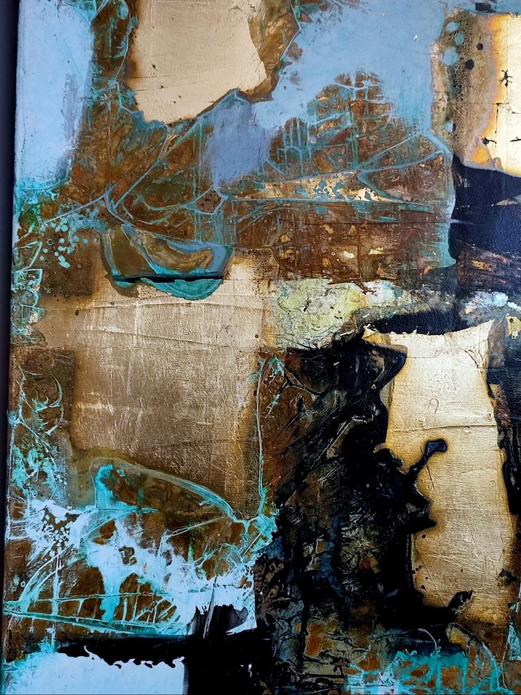 "Golden Rules": gold leaf and paint on canvas. 