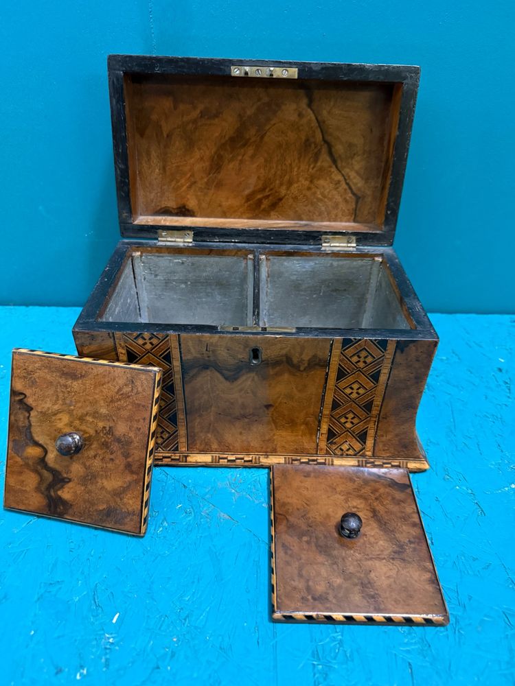 Antique inlaid tea box, 19th century, 16x24x14 cm.