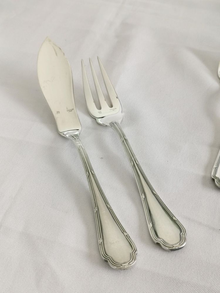 Ercuis Trianon "Poisson" Silver-Plated 26-Piece Tableware Set