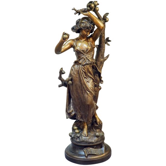 Hippolyte MOREAU "Mireille", importante spelter