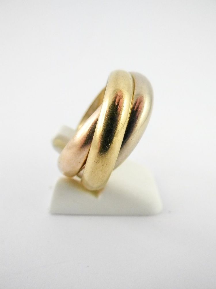 Bague Cartier Trinity Grand Modèle, Trois Ors, 1997, dans son Ecrin