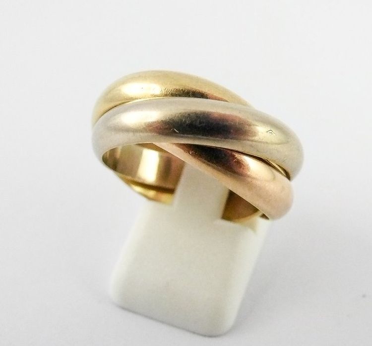Bague Cartier Trinity Grand Modèle, Trois Ors, 1997, dans son Ecrin
