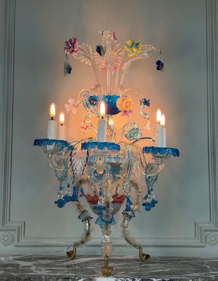 Venetian girandole in multicolored Murano glass, circa 1920