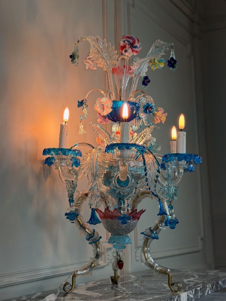 Venetian girandole in multicolored Murano glass, circa 1920