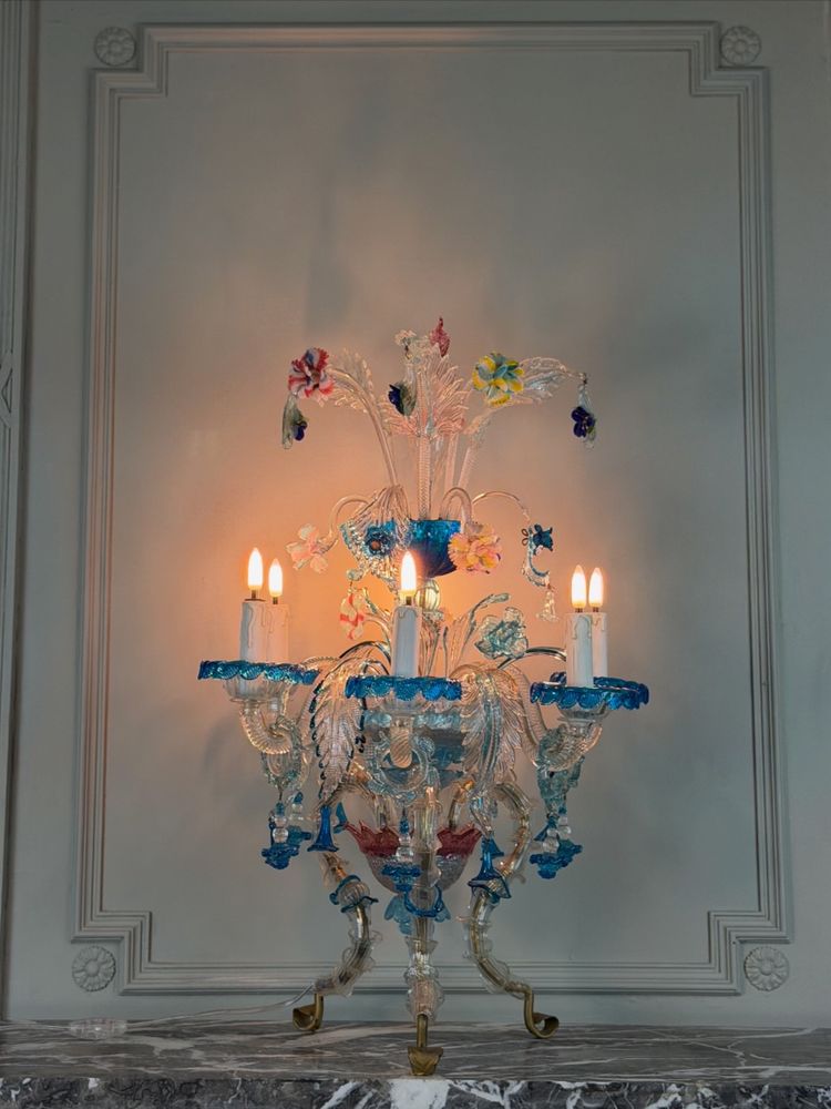 Venetian girandole in multicolored Murano glass, circa 1920