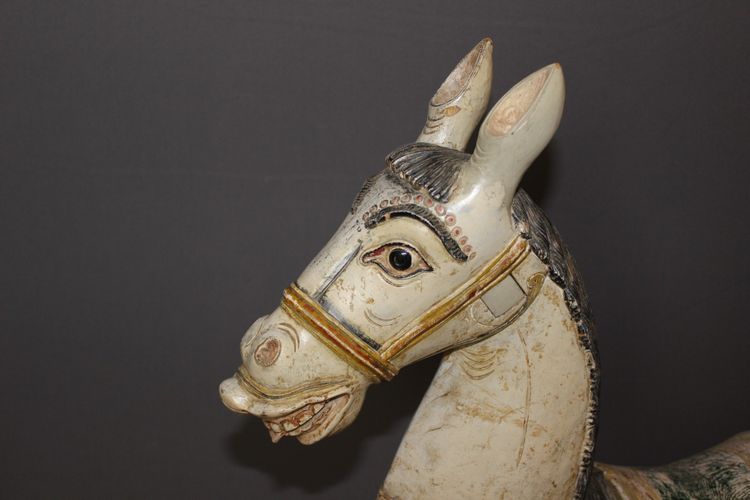 Cheval à Bascule en Bois Sculpté Polychrome début XXe