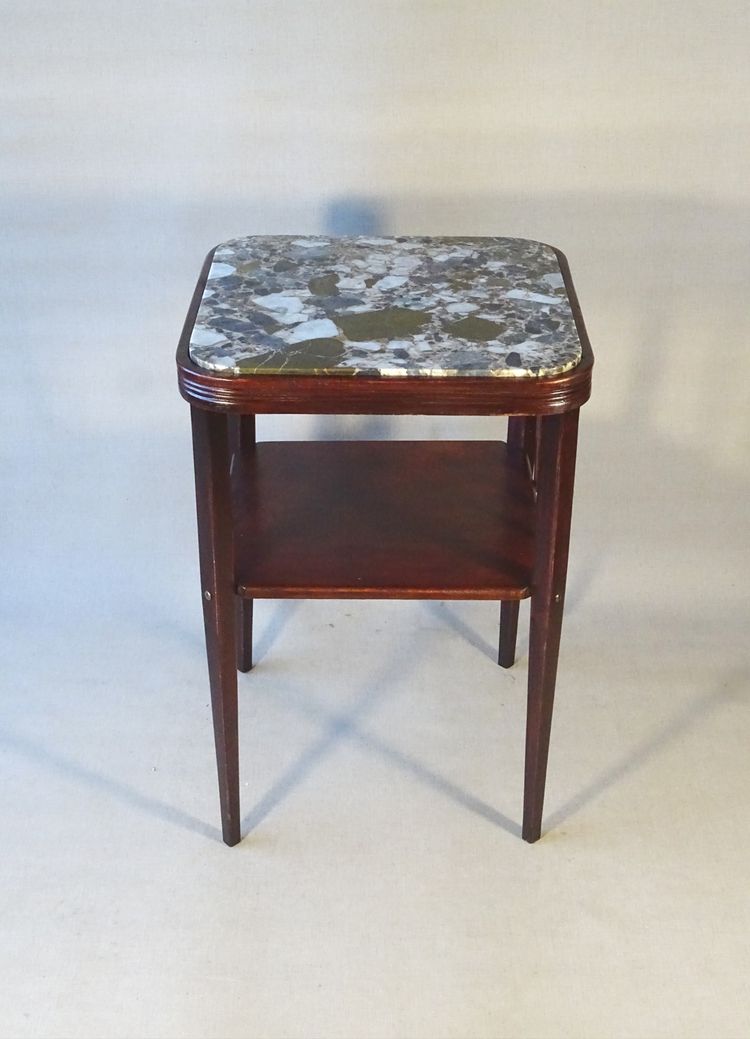 Table d'appoint THONET N°9205 de 1910 avec marbre d'origine.