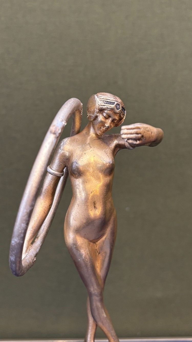 Bronze statuette, "Dancer with a Hoop," signed by Louis Sosson (active between 1905 and 1930)