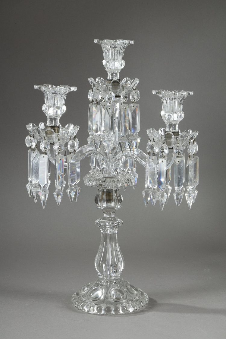 PAIR OF BACCARAT FOUR-LIGHT MOLDED CRYSTAL CANDELABRA