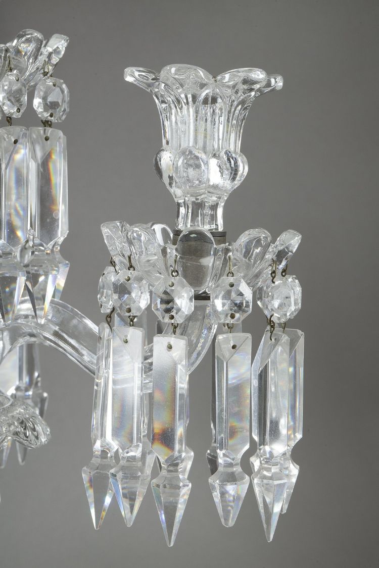 PAIR OF BACCARAT FOUR-LIGHT MOLDED CRYSTAL CANDELABRA