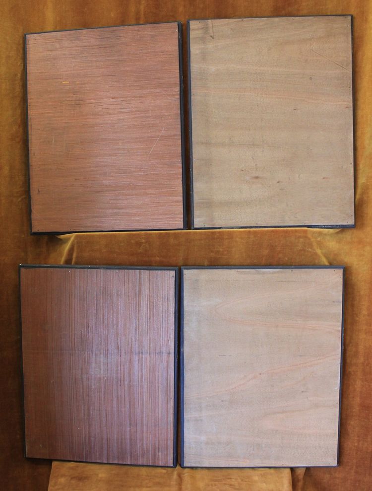 Pair of Rectangular Gold-Leaf Mirrors with Beaded Half-Round Molding, 44 x 56 cm