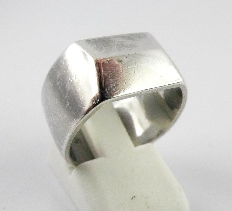Dinh Van Ring, Large Art Deco-Inspired Pyramidal Dome Ring in Silver, Unisex