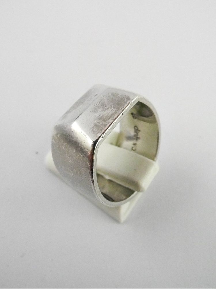 Dinh Van Ring, Large Art Deco-Inspired Pyramidal Dome Ring in Silver, Unisex