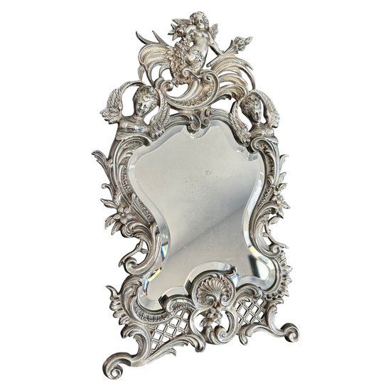 Table Mirror In Silver Bronze Louis XV Style Nineteenth Time